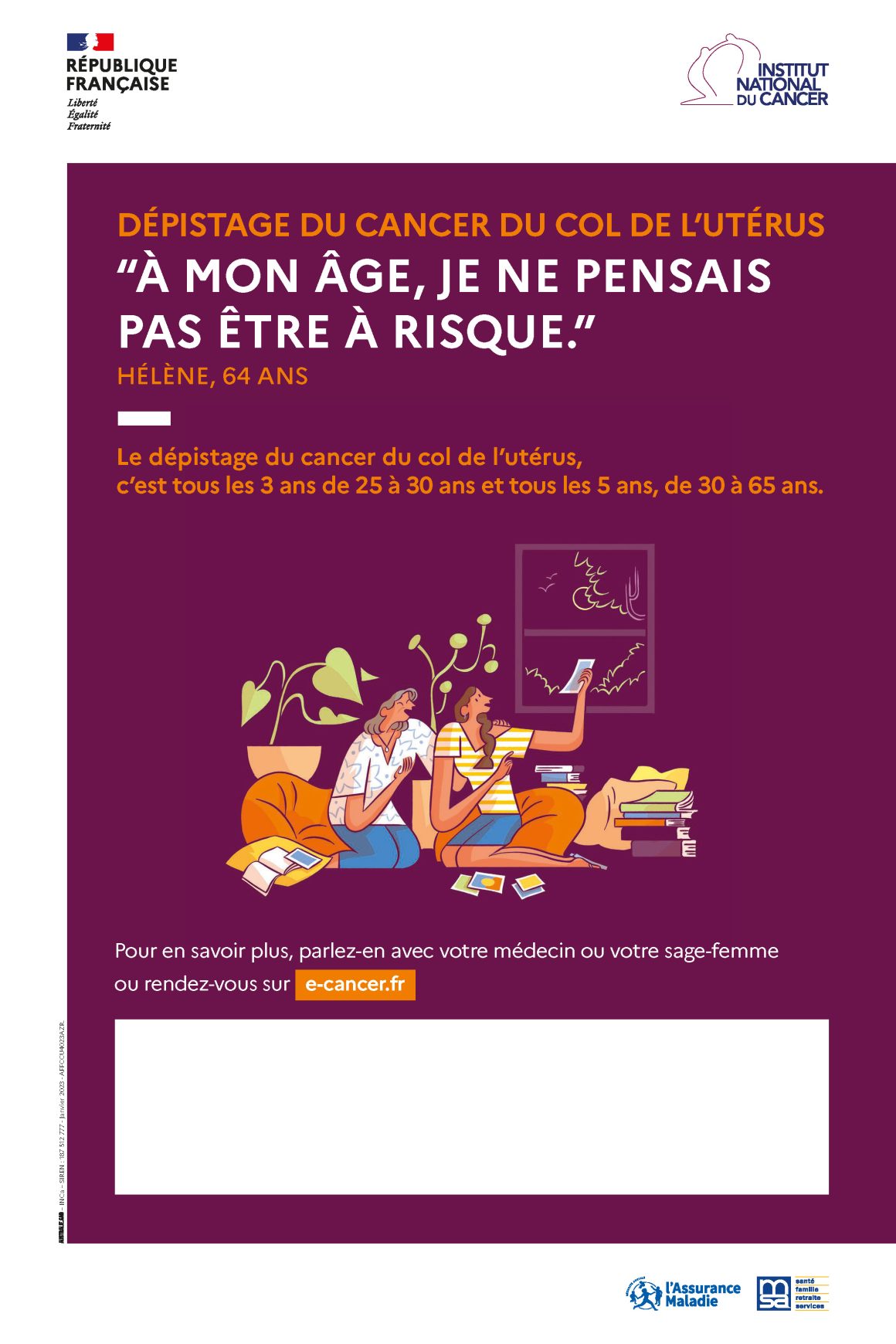 Affiche dépistage cancer du col de l'utérus